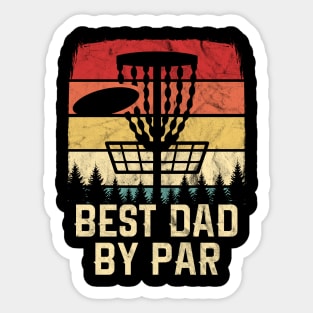 Retro Best Dad By Par Disc Golf Player Sticker